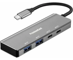 HUB USB PremiumCord PREMIUMCORD Hub USB-C na 2x USB 3.2 Typ-C +2x USB 3.2, 5G SuperSpeed, Aluminum