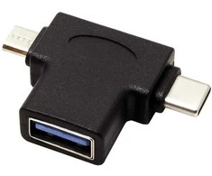 PremiumCord Adapteris USB3.0 lizdas su dviem jungtimis USB-C/kišenė + mikro USB B/kišenė