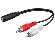 Kabelis PremiumCord Jack 3.5mm - RCA (Cinch) x2 0.2m juoda (kjackcinb02)