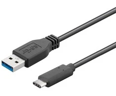 PremiumCord Cable USB 3.2 connector C/male - USB 3.0 A/male, juodas, 15cm