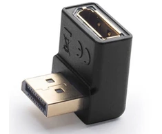 „Premiumcord DisplayPort 1.2“ žemyn lenktas adapteris 90°, kištukinis / moteriškas, auksiniu dengtos jungtys