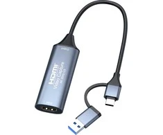 PREMIUMCORD HDMI fiksavimo/įrašymo įrenginys vaizdo / garso signalui įrašyti į kompiuterį su USB 3.0 ir USB-C jungtimi