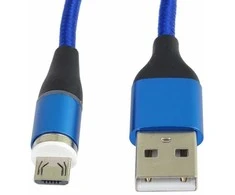 „PremiumCord“ magnetinis „micro USB“ ir USB-C įkrovimo ir duomenų perdavimo laidas, 1 m, mėlynas
