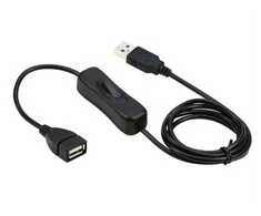 PREMIUMCORD USB 2.0 prailginimo laidas su įjungimo/išjungimo jungikliu, 1 m, juodas