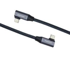 „PremiumCord“ USB-C 2x lenktas kabelis (USB 3.2 GEN 2x2, 5A, 100W, 20Gbit/s) medvilninis pynimas, 1m