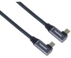 „PremiumCord“ USB-C 2x lenktas kabelis (USB 3.2 GEN 2x2, 5A, 100W, 20Gbit/s) medvilninis pynimas, 1m