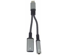 Premiumcord Įsigytas USB-C /3,5 mm lizdo adapteris su DAC mikroschema USB-C 13 cm įkrovimui