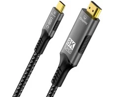 „PremiumCord“ USB-C–HDMI kabelis, 2 m, vaizdo raiška, 8K@60Hz, 4K@144Hz, aliuminis