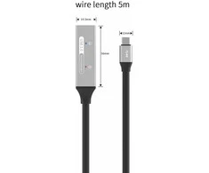 PremiumCord PREMIUMCORD USB-C repeater a prodlužovací kabelis Male-Female, 5Gbps Aliuminio 5m