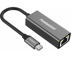 Adapteris USB PremiumCord USB-C - RJ-45 Sidabrinė (ku31ether02)