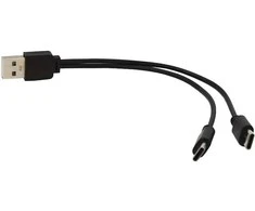 PREMIUMCORD USB 2.0 įkrovimo laidas, 2xUSB-C į USB, 15 cm, juodas