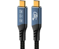 „PremiumCord USB4™“ 2.0 versija, 80 Gbps, 16K@60 Hz, 240 W, „Thunderbolt 3“ ir „4“ laidas, 0,8 m ilgio