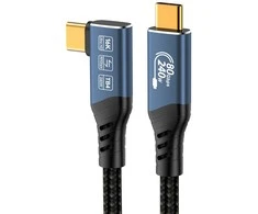 PREMIUMCORD Kabelis USB4™ Version2.0 80Gbps 16K@60Hz 240W Thunderbolt 3 a 4 kabelis zahnutý 0,8m