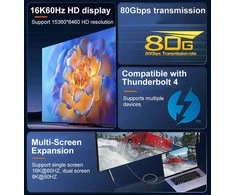 Kabelis USB PremiumCord PREMIUMCORD Kabelis USB4™ Version2.0 80Gbps 16K@60Hz 240W Thunderbolt 3 a 4 kabelis zahnutý 1,2m