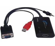 Adapteris AV PremiumCord D-Sub (VGA) - HDMI + USB-A + Jack 3.5mm juodas (khcon-04)