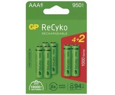 Rechargeable batteries GP ReCyko 950 AAA (HR03), 6 pcs