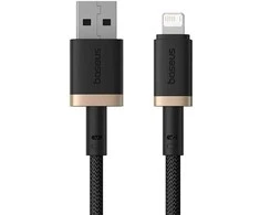 Baseus Dura Type A iki IP 2.4A greito įkrovimo laidas Juodas, Gold