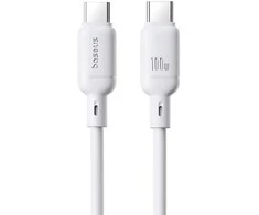 Baseus Silky USB-C/USB-C greito įkrovimo laidas 1m 100W baltas