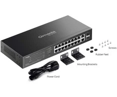 Šakotuvas TP-Link OMADA ES220GP tinklo komutatorius su valdomu gigabito eternetu (10/100/1000), maitinimu per eternetą (PoE), Juodas