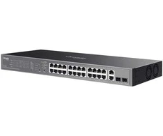 Šakotuvas TP-Link Easy 28 prievadų 1G lengvai valdomas komutatorius – 24X POE + 2X SFP 250W POE maitinimas