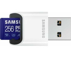 Atminties kortelė SAMSUNG PRO Plus Micro SD 256GB Up to 180MB/s Read and 130MB/s Rašymo greitis with Class 10 4K UHD + Card reader