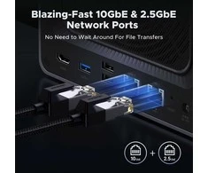 Serveris UGREEN NASync DXP4800 Plus 4 skyrių NAS 0/4 SATA, 0/2 M.2 SSD, 1 x 10 GbE + 1 x 2,5 GbE, 8 GB RAM