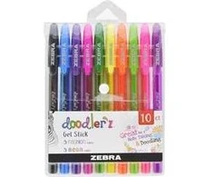 *Gelinių rašiklių rinkinys Zebra Doodlerz, 10vnt,neoninių spalvų