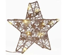Solight kalėdinės žvaigždės blizgučiai, auksinis, metalinis, 14x LED, 2x AA