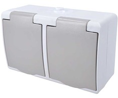 Solight 5B308 dvojzásuvka do vlhka IP54 pilka