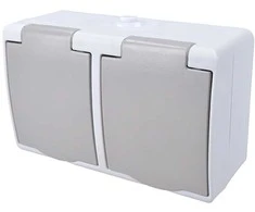 Solight 5B308 dvojzásuvka do vlhka IP54 pilka
