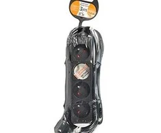Solight DB8F5 prailgintuvas, 4 lizdai, juodas, 3 m