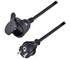 Solight prailginimo laidas - jungtis, 1 lizdas, 20m, 3 x 1,5mm2, guminis, juodas