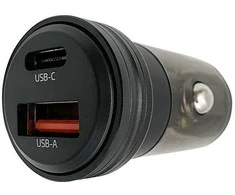 Solight automobilinio įkroviklio adapteris 30W USB-C + A, juodas