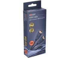 Solight HDMI laidas su eternetu, HDMI 1.4 A jungtis - HDMI 1.4 A jungtis, lizdinė plokštelė, 3m