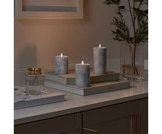Solight LED candle set with timer, 3x candle, 10/13/15cm, pilkas, 2xAA
