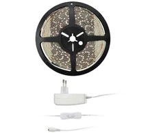 „Solight“ LED šviesos juosta su testeriu, 5 m, komplekte su 12 V adapteriu, 4,8 W/m, IP65, šilta balta
