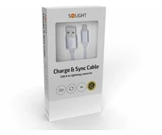„Solight“ „Lightning“ laidas, USB 2.0 A jungtis - „Lightning“ jungtis, silikoninis, 2 m