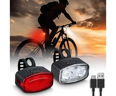 „Solight“ įkraunamų dviračio žibintų rinkinys, 160 lm priekinis, raudonas galinis, ličio jonų, USB