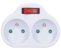 Solight socket, 2x 10A, baltas, switch