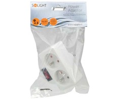 Solight socket, 2x 10A, baltas, switch