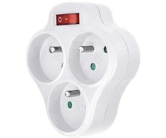 Solight socket, 3 x 10A, baltas, switch