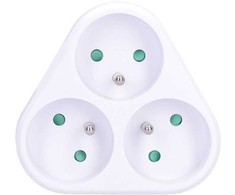 Solight socket, 3x 10A, triangle, baltas