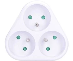 Solight socket, 3x 10A, triangle, baltas