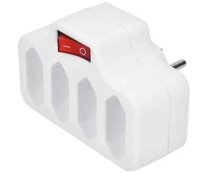 Solight socket, 4 x 2,5A, baltas, switch