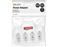 Solight socket, 4 x 2,5A, baltas, switch