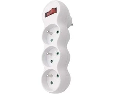 Solight lizdas su atrama, 3 x 10A, baltas, jungiklis