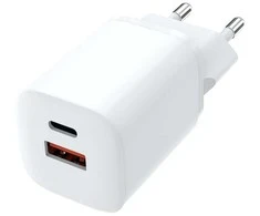Solight greitas įkroviklis USB-C + USB-A, GaN 33W PD, baltas