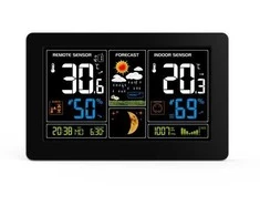 Orų stotelė Solight Solight TE81 orų stotis, ypač didelis spalvotas LCD, temperatūra, drėgmė, slėgis, RCC, USB įkrovimas, juodas
