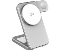 Spello ForceBase Qi2 3in1 Foldable Rechargeable Stand SF50 - Sidabrinis