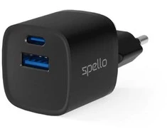 Spello ForceBoost SA10 20W GaN Wall Charger - juodas